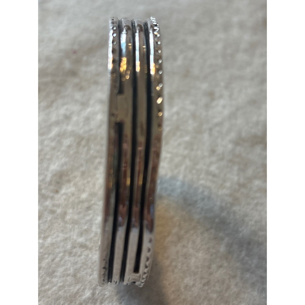 Ralph Lauren Bangle Bracelet Women OS Silver Triple Band Hinged Excellent RL